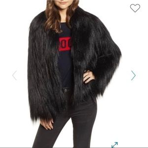 Zadig & Voltaire black shaggy fur coat